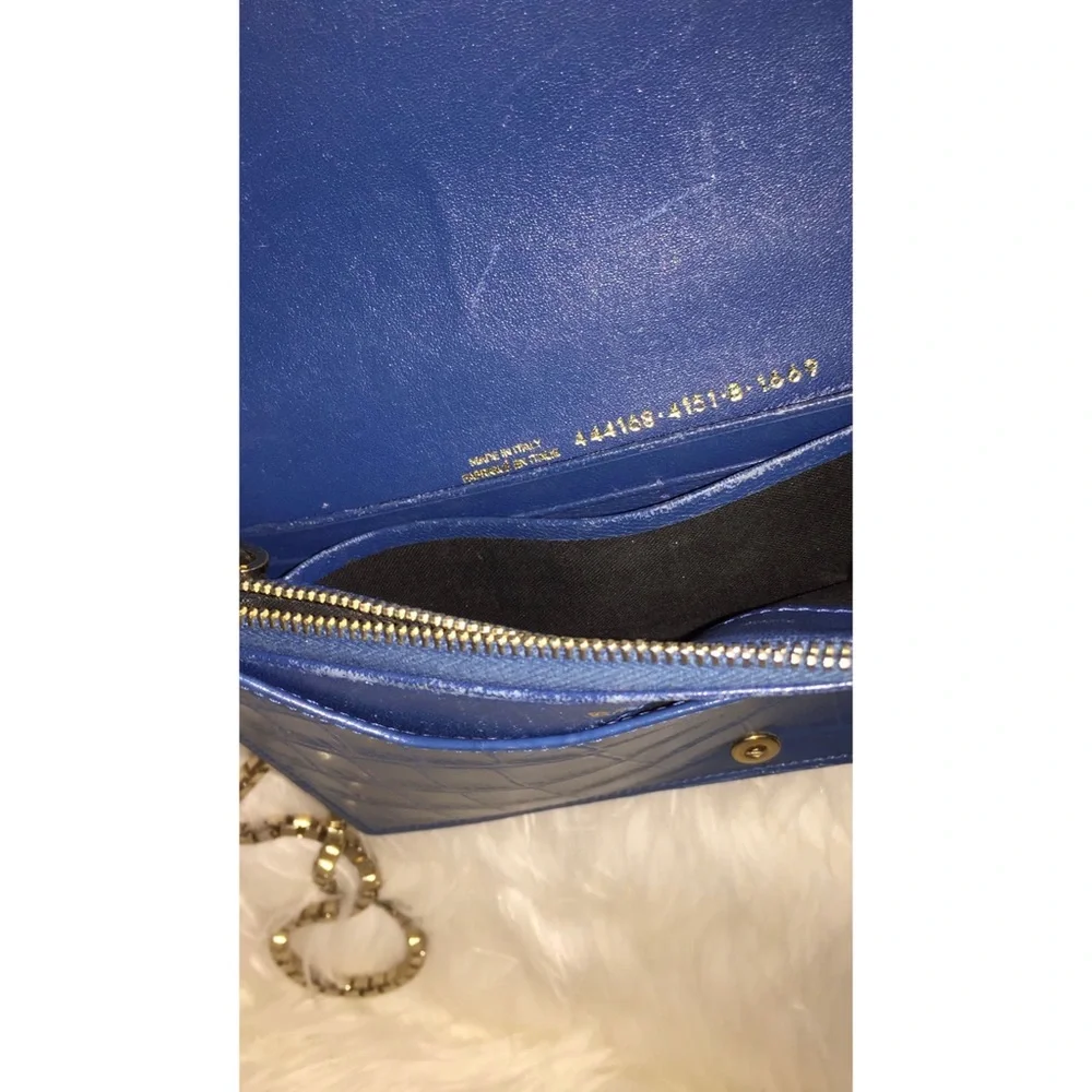 Balenciaga Blue Crocodile Embossed Leather Wallet on Chain Bag - Picture 5 of 11